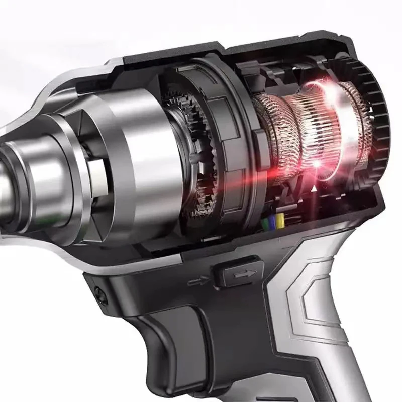 Electric Impact Wrench Rechargeable Battery Powered Torque Wrench Cordless Power Impact in Car Repair