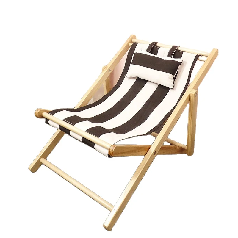 Wholesale Factory Outdoor Wooden Beach Folding Chair Field Camping Portable Chair with Pillows
