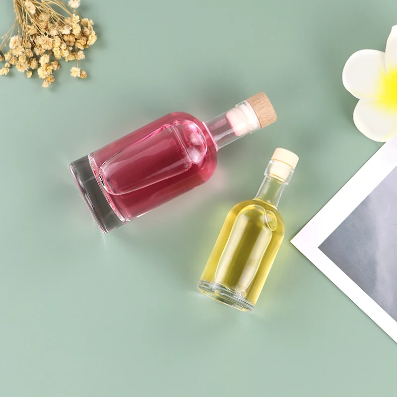 Mini Empty Round 100ml Vodka Gin Rum Gin Samples Glass Bottle with Cork Stopper