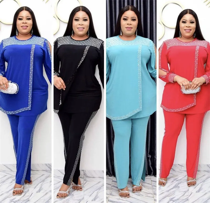 Cyalaa 4306# American African Clothing Summer Fashion African Women Two Pieces Sets African Print Suit Lady Top and Pant Outfits