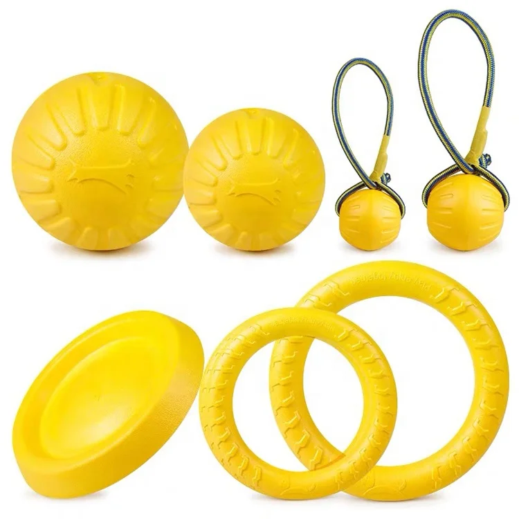 2023 Cheap Price Yellow Bite Resistant EVA Foam Floating Flying Disc Ring Rope Ball Training Pet Dog Toy