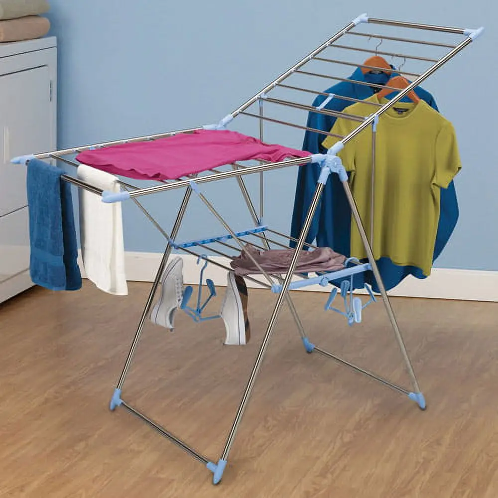 New Design Modern Style Space Saving Standing Folding Metal Iron Laundry Balcony Clothes Drying Rack clothes dryer rack