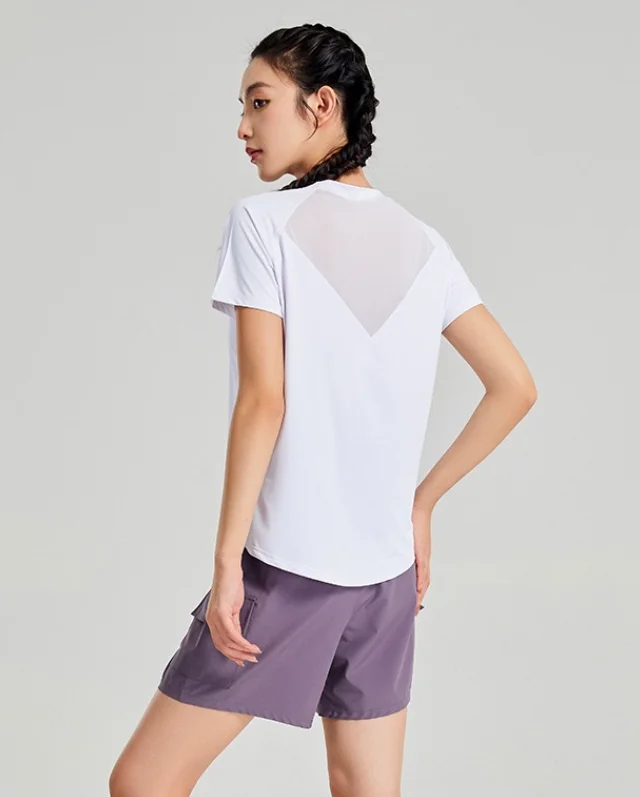 Yoke New Style Loose Hollow Breathable Women Support Custom Fitness Short Sleeve Quick Dry Loose Yoga Tops Plus Size