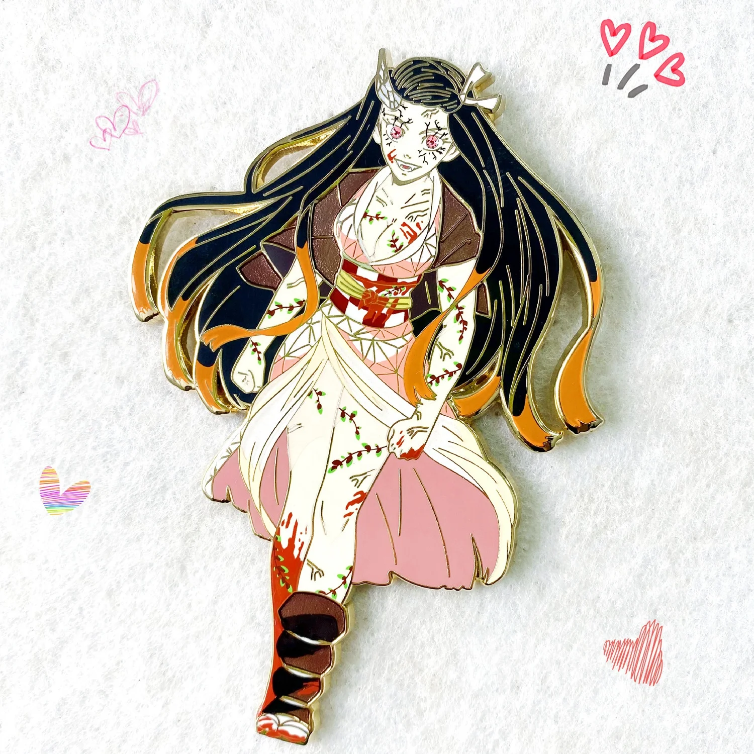 Enamel Pins Manufacturer China Metal Fantasy Chibi Small Cute Demon Slayer Pin Hard Enamel Lapel Anime Pins