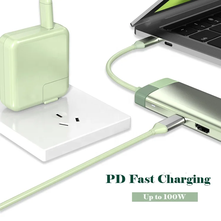 1 Type c Usb 3.0  Port Charger Multiport HDTV PD RJ45 Network Adapter 6 in 1 Usb C Hub Converter for Laptop