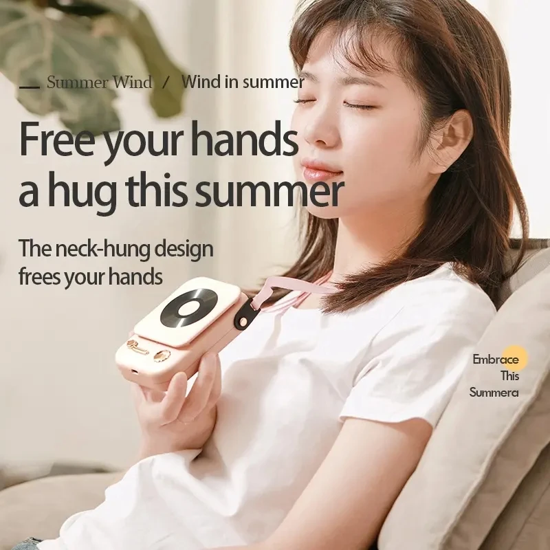 Hot Selling Hands Free Leafless Mini Fan Air Cooling Rechargeable Retro Gramophone Style Air Cooling Fan