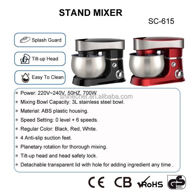 3L 5L 6L Kitchen Robot Da Cucina Batidora Electric Tilt Head Cake Mixer Machine Bakery Artisan Stand Food Mixer