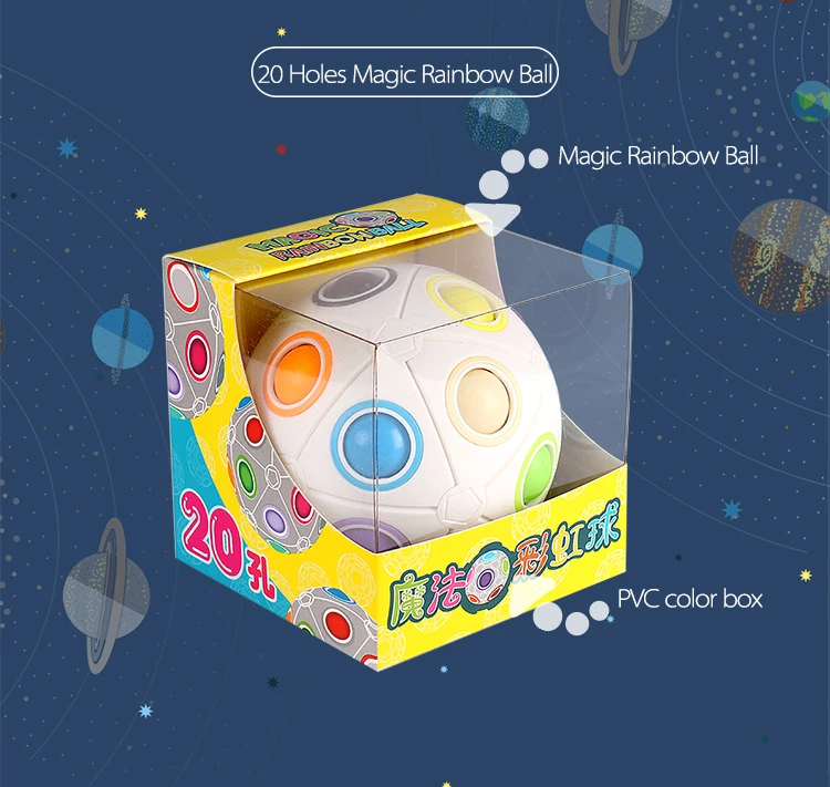 Moyu Magic Rainbaw Ball cube with 20 holes colored plastic ball 3D puzzle game for kids