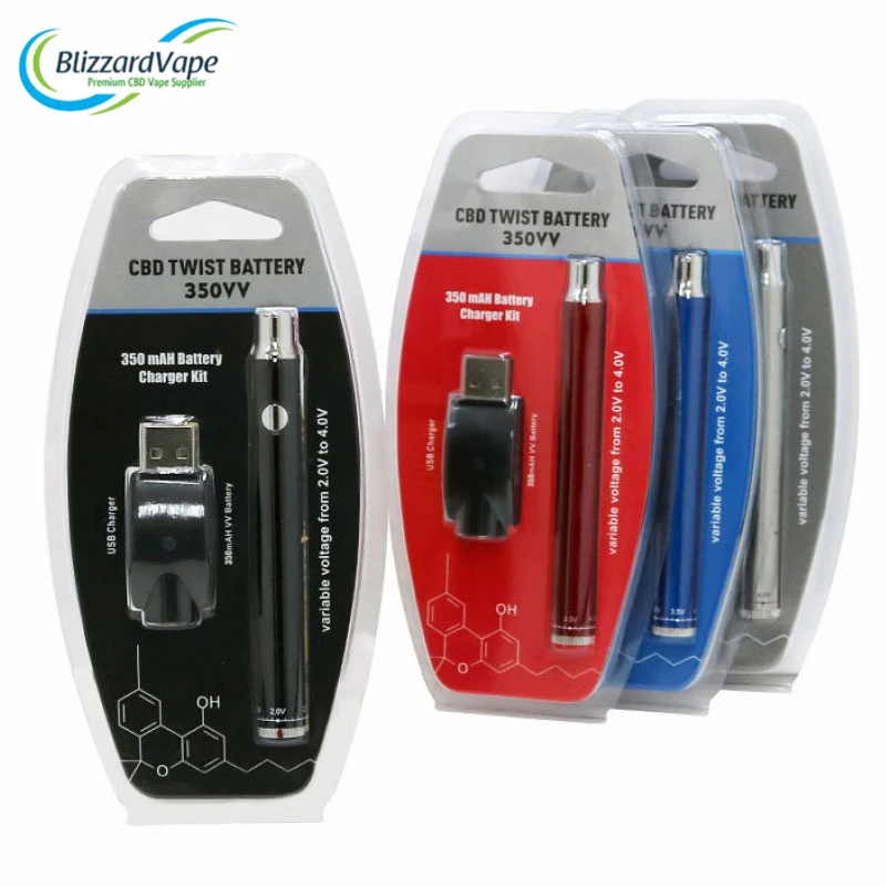 Cbd Twist Battery Variable Voltage Preheat Vape Cartridge 350mah Battery With USB charger