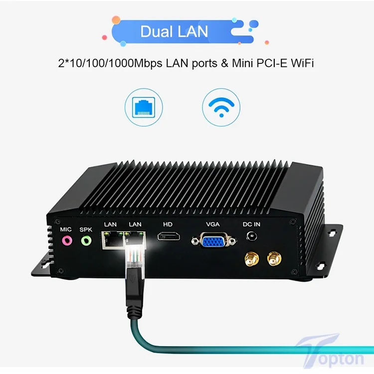TOPTON безвентиляторный промышленный Pfsense мини-ПК Core-i5-1035G1 2 * RJ45 Lan COM маршрутизатор брандмауэра DHCP сервера VPN мини настольный