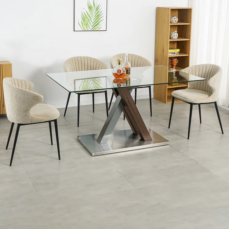 Free Sample Modern Kitchen Furniture Luxury Design Dinning Room Glass Top Dining Table With Base