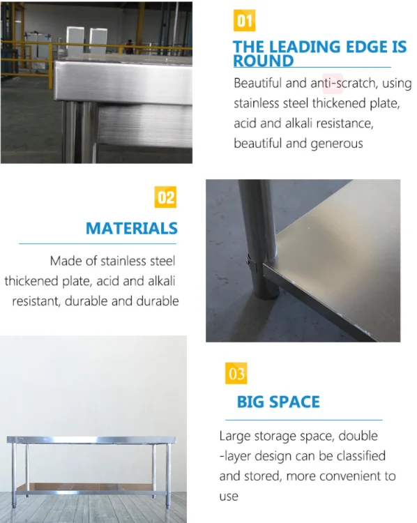 Kitchen equipment stainless steel work table hotel work bench table Kitchenware Cabinets