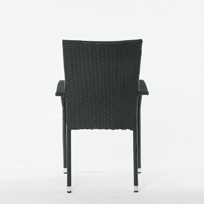 High Quality Modern Restaurant Outdoor Furniture Bistro High Back Arm Chair Cane Poly Wicker Stackable Plastic Rattan Chair