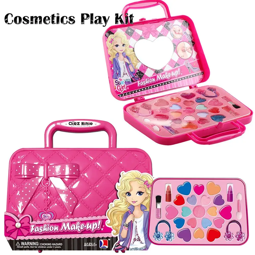 Pretend Play Kid Safety Non-toxic Makeup Set Kit Toy For Girls Dressing Cosmetic Travel Bag Beauty Toy