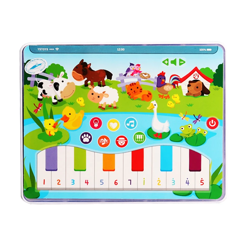 Baby electronic study tablet with light music animals piano english abc learning pad