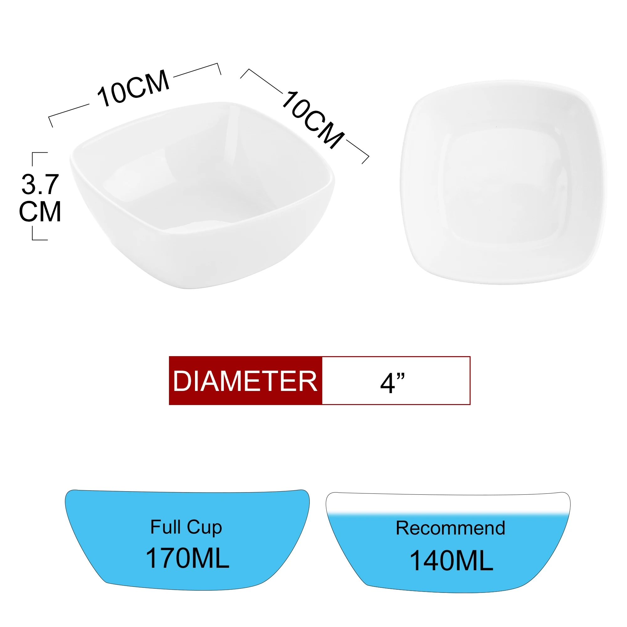 Eco-friendly square porcelain ceramic bowl for hotel and restaurant good quality white body bowls Europe market bowls