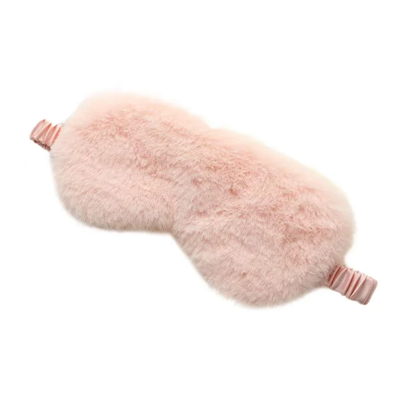 Rabbit fur breathable skin friendly plush lovely home sleep eye mask wholesale