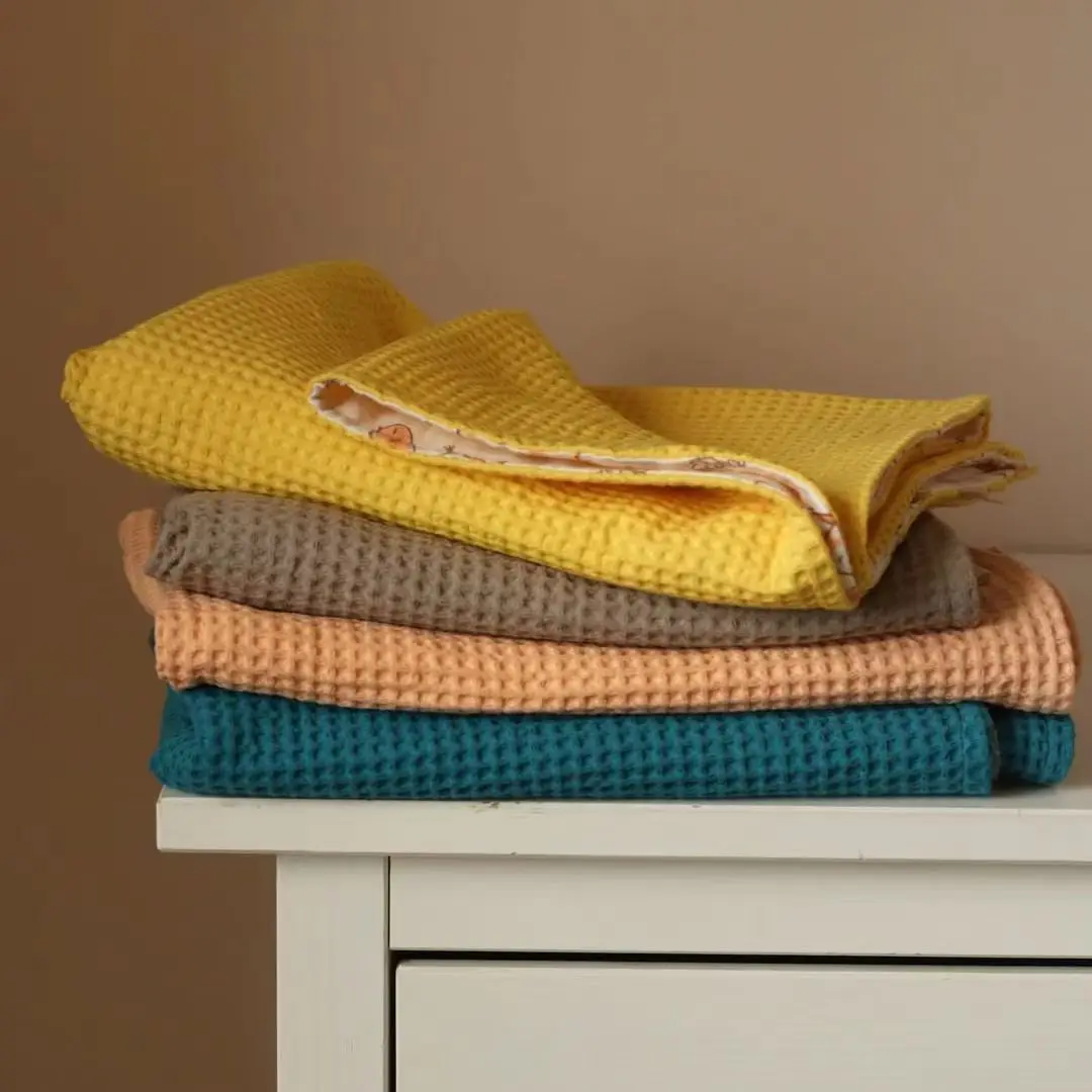 Newborn Waffle Throw Receiving Blanket 100 Cotton Soft Stroller Sleep Cover Cartoon Beanie Infant Bedding Baby White Bedding Set