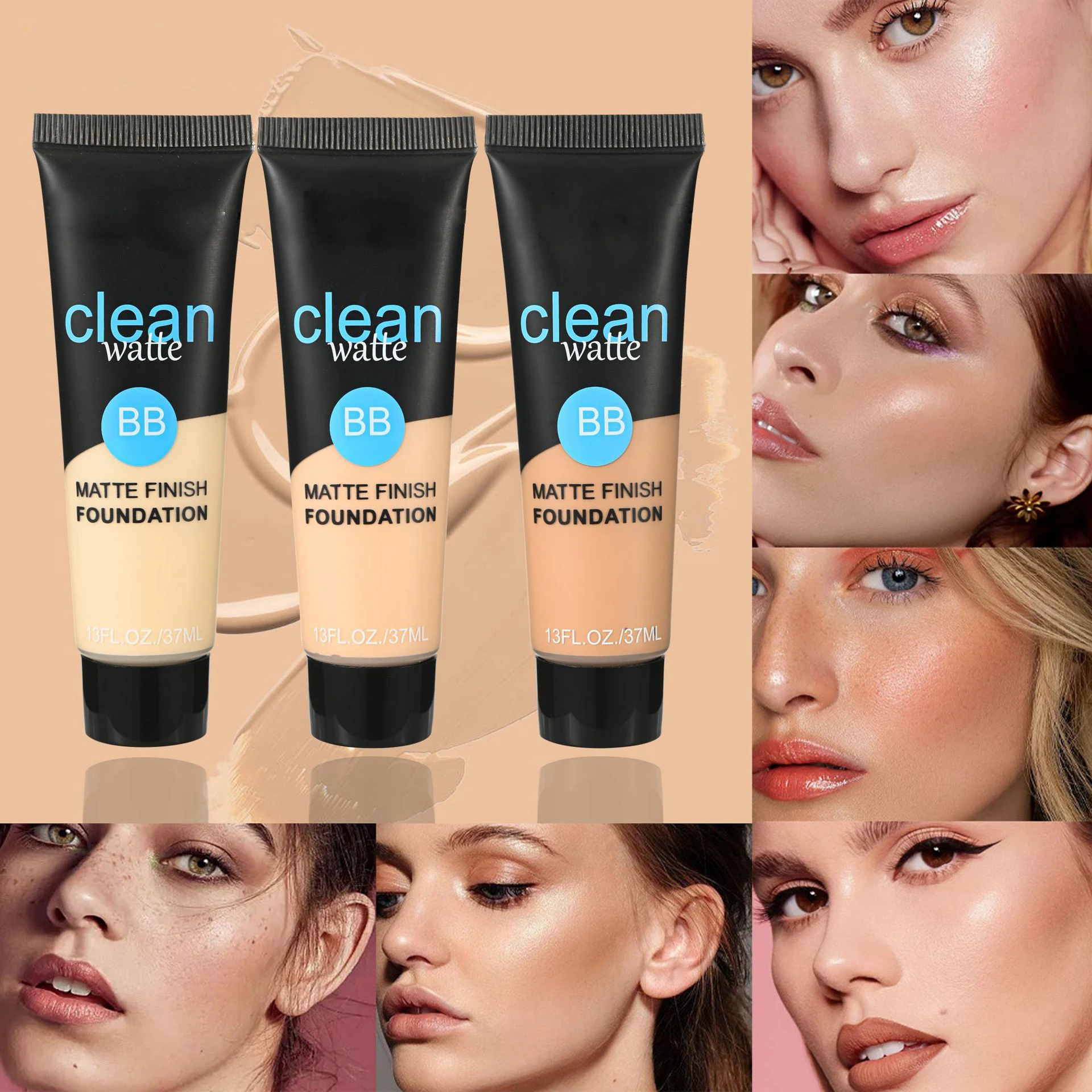 Wholesale Waterproof Natural Matte Makeup Foundation Long Lasting Vegan Full Coverage Liquid Foundation