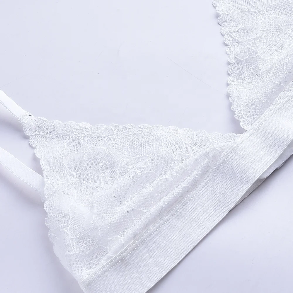 Super Light laser Cut Scallop Women Bralette Floral Corad Mesh Fusion Lace Bra