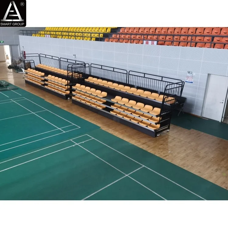 4 Rows 6m  High quality Indoor retractable bleachers with Low backrest seats  for badminton courts project