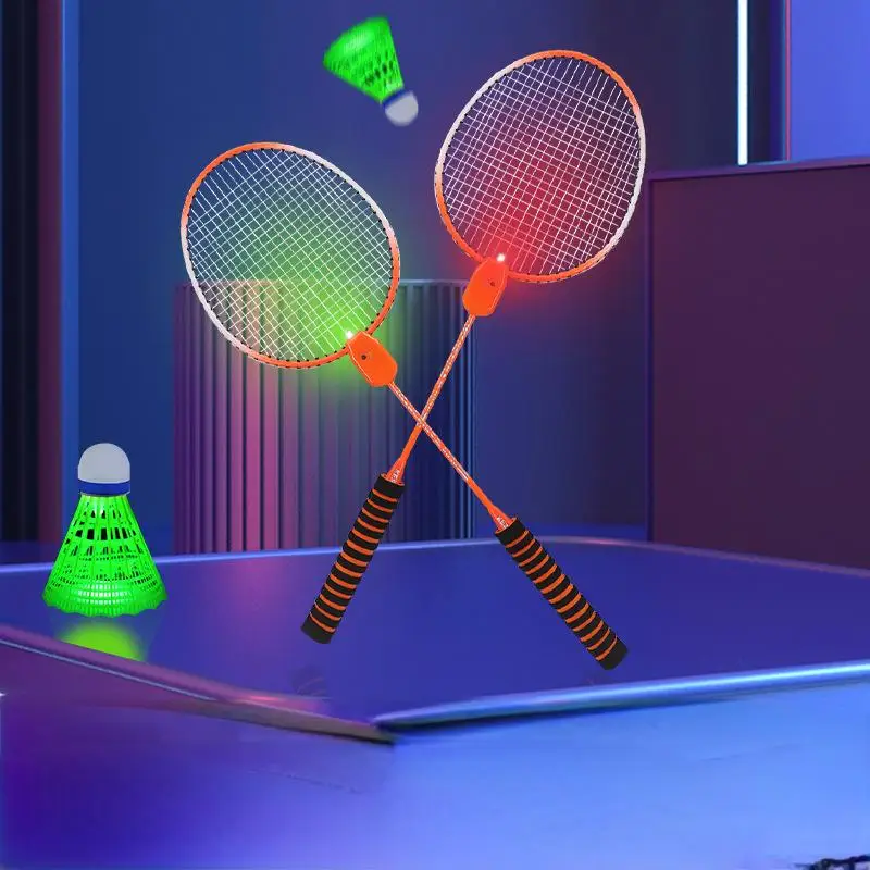 Glow-in-the-dark badminton racket windproof resistant playing with lights LED  lights bright indoor outdoor luminous green balls