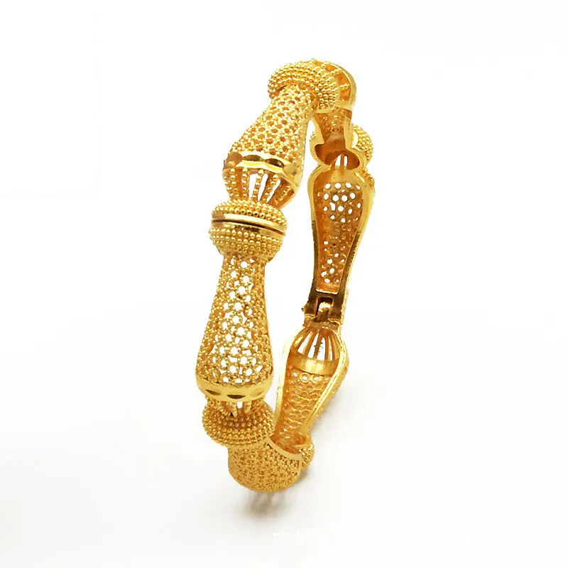 Hifive Wholesales Fashion Jewelry Bracelets Bridal Wedding Skin Friendly 24K Gold Plated Dubai Jewelry African Bangles Bracelets
