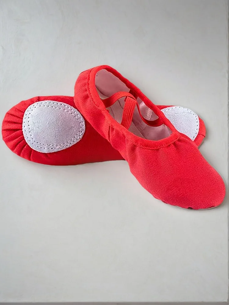 High quality Cheap Girls Women Genuine Leather Dance Stretch Canvas Ballet Shoes