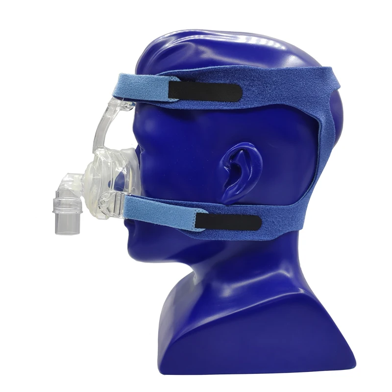 
NA-01A Silicone CPAP Nasal face shield for BMC Resmed Respironics OSHAS CPAP machine with blue cpap headgear straps 