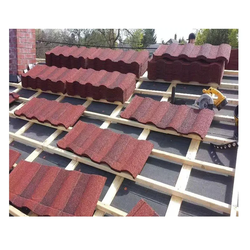 Low price stone coating metal roof tile Roman tile steel color tile roof building materials color stone coated metal tile