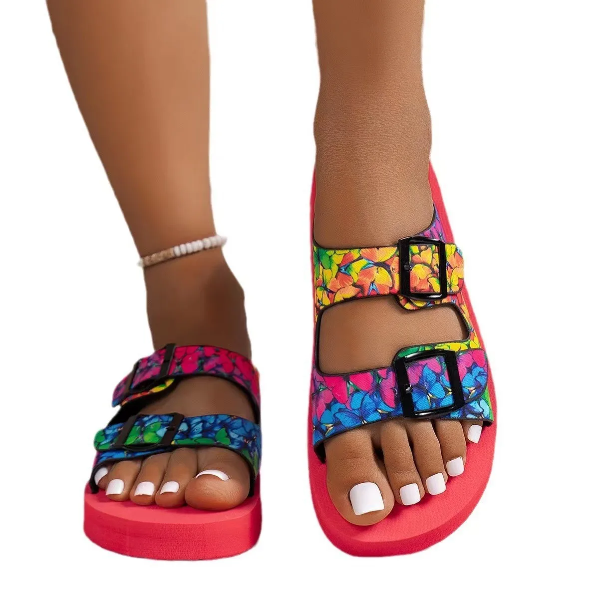 New large size anti slip outdoor slippers female double buckle Sandals Women Fashion EVA Outdoor Slides
