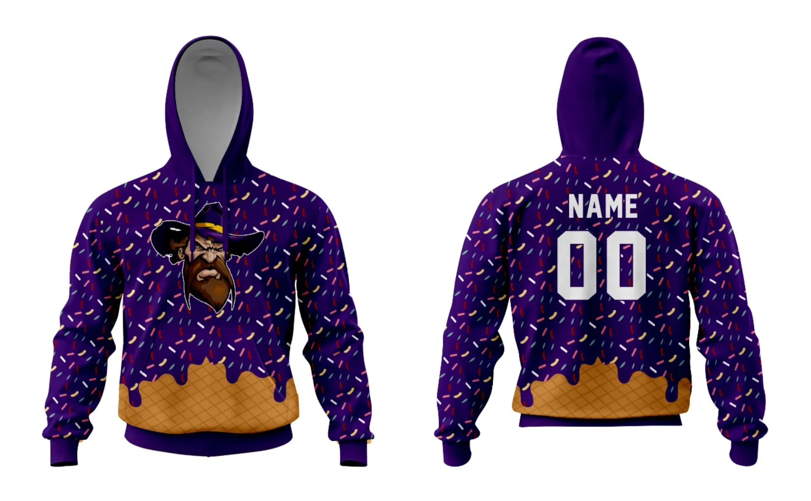 Ice sprinkles Custom  Hoodies  Sublimation Pullover Sweatshirts Heavyweight  Fleeced Hoodies 100% Polyester for Sports