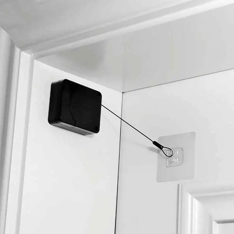 Door Buffer Mini Door Closing Adjustable Door Automatic Safety Closer with Steel Drawstring for Bedroom/Storm/Home