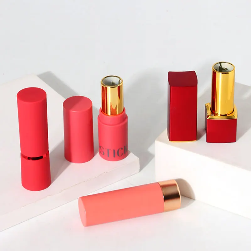 2022 New Luxury Aluminum Magnetic Empty Lipstick Container Custom Volume Gold Square Metal Magnetic Lip Balm