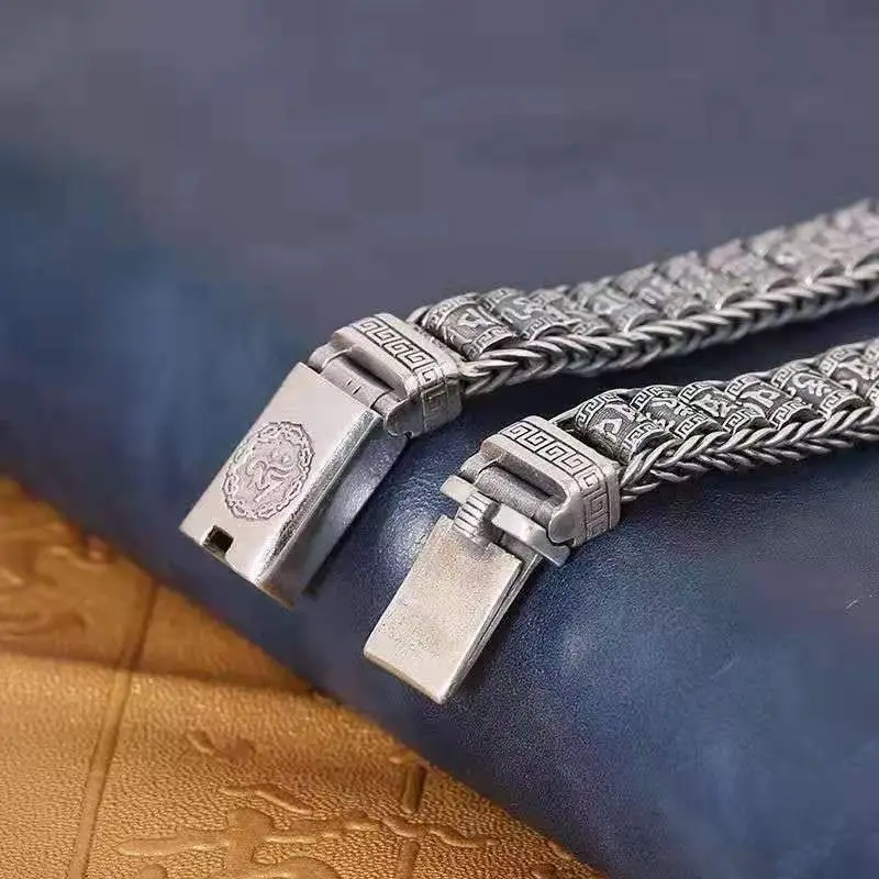 Thailand Mysterious Symbol Bracelet Vintage Personality Weaving Indian Buddhism Six Word Truth, Lucky Couple Bracelet for Men