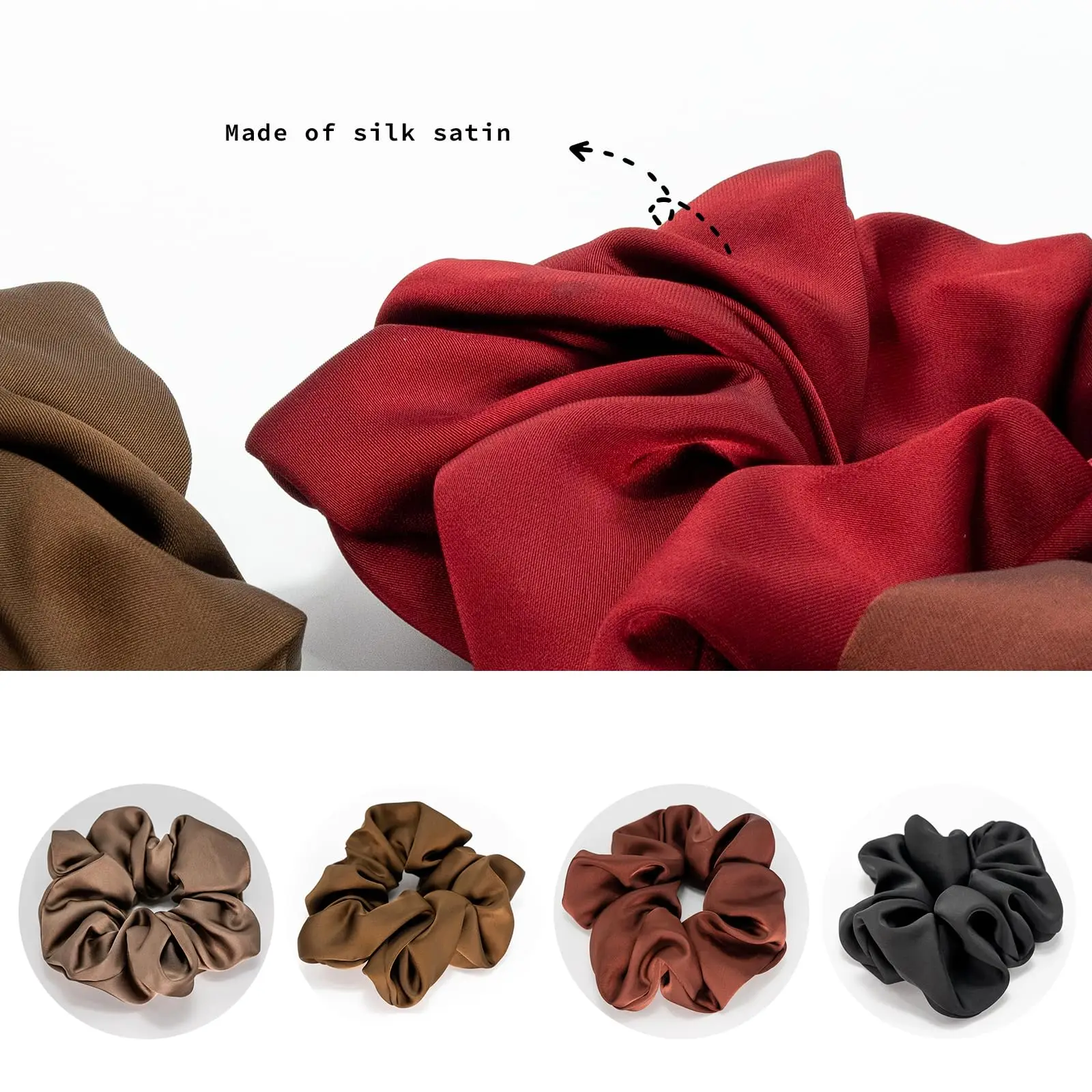Hot Sale Satin Ponytail Scrunchies Hair Ties Accessories Elastic Band Solid Color Crystal Satin Scrunchies