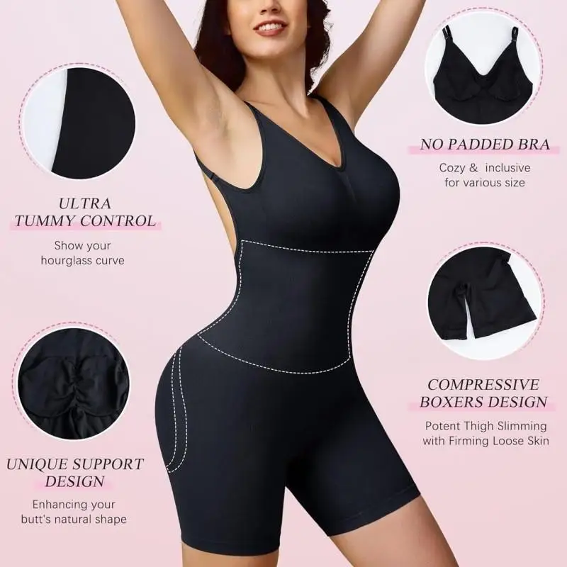 One-Piece Body Shaper Seamless Bodysuits Shapewear for Women Wholesale Backless Outfit Mid Thigh Slimmer