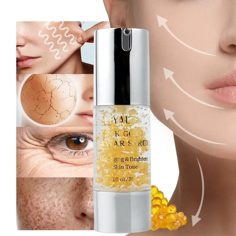 OEM Private Label Brightening 24K Gold Whitening Anti Aging Skincare Collagen Deep Sea Caviar Face Serum