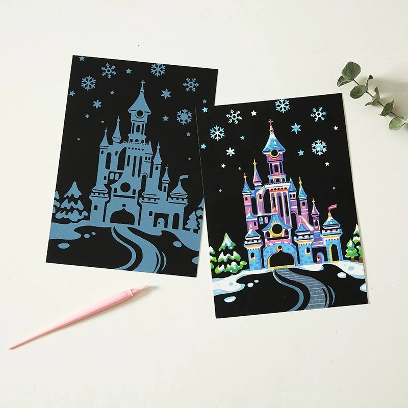 DIY Art Painting Toy Magic Color Rainbow Scratch Art Paper Card Set