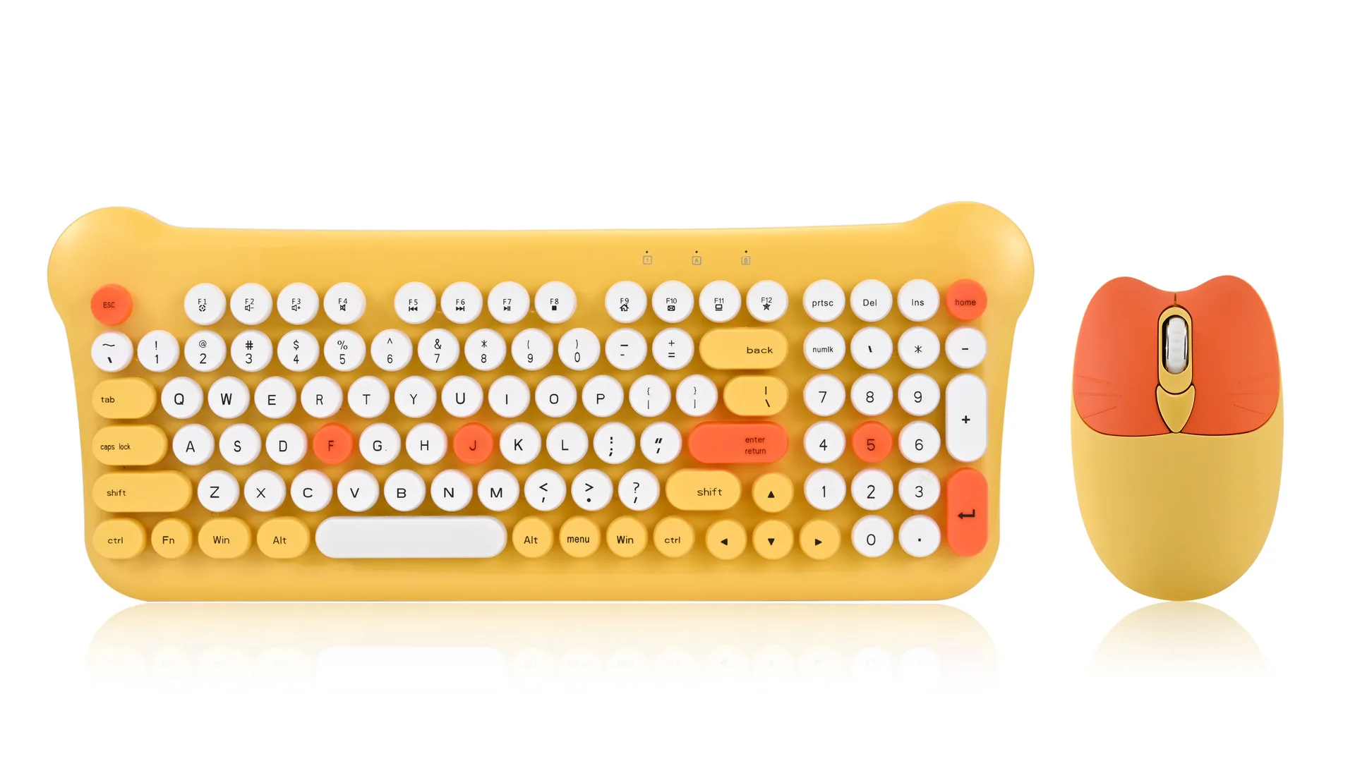 New QW05 wireless keyboard and mouse set mixed color punk round key girls cute office home keyboard.