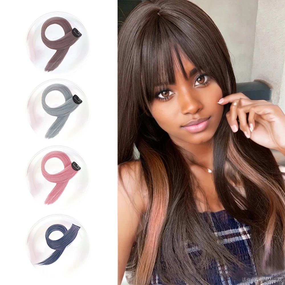 Color hair piece wig piece hair extension simulation female high temperature silk curling straight hair piece