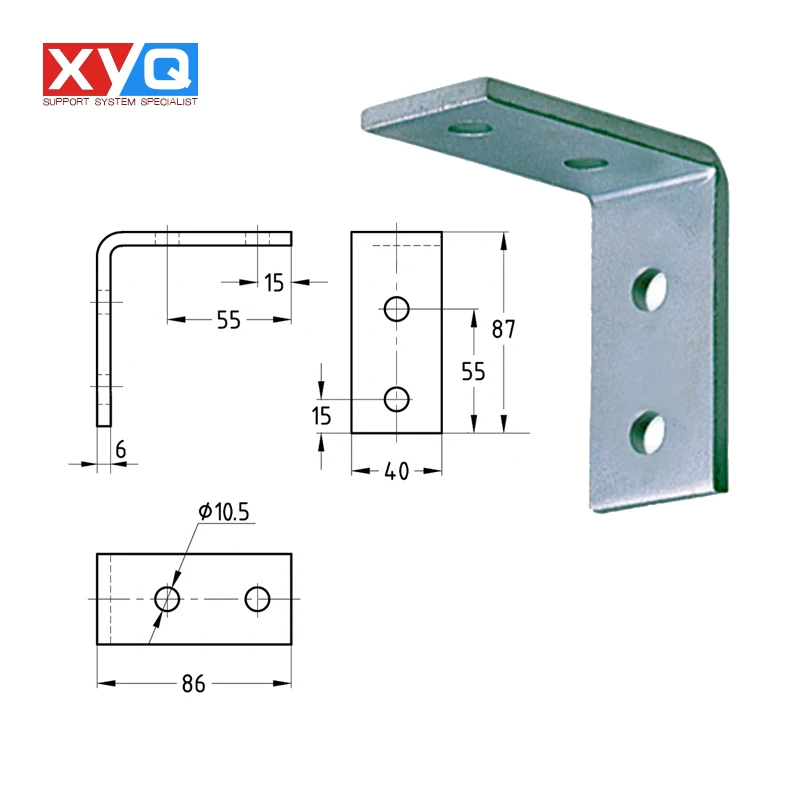 4 Hole Angle Connector Bracket Strut Channel Corner Angle unistrut fitting strut