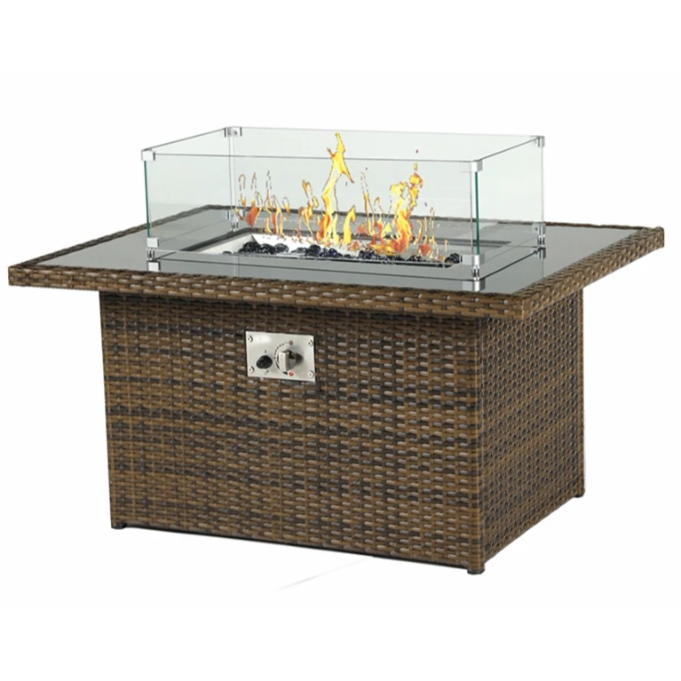 wicker fire pit table with grill barbecue fire table outdoor gas