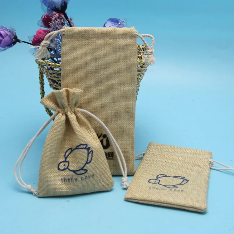 Фабричная продукция, бежевые ювелирные изделия, льняной мешочек с индивидуальным аминальным рисунком, Подарочные ювелирные сумки