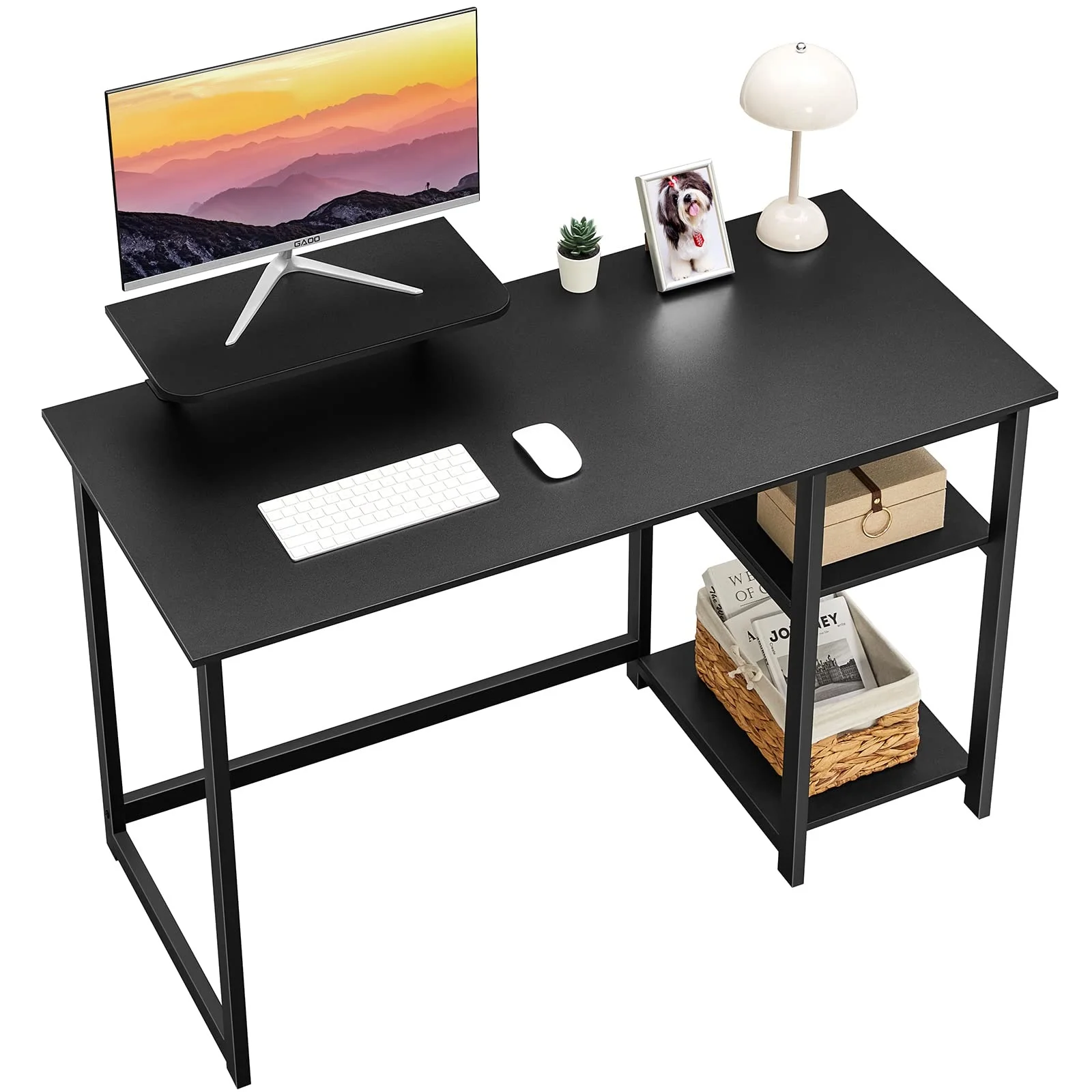 computer desk with monitor stand 47 inch home office desk with reversible storage shelves for home office