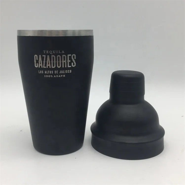 12oz/18oz Stainless Steel Bar Black Matte Painting Cocktail Martini Shaker Mixer With Customized Color&Laser Engraved Logo