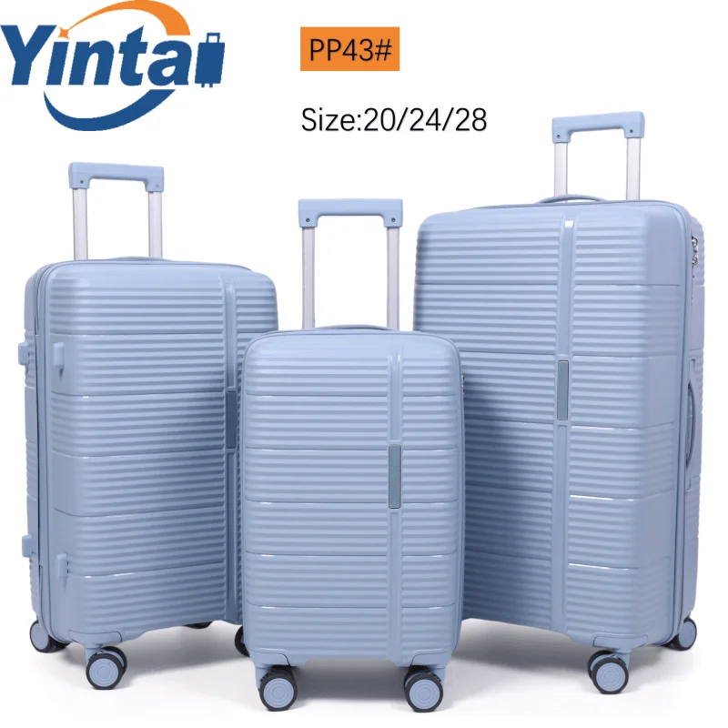 High quality Fashional travel PP hard shell large capacity multi color fashionable suitcase luggage case set