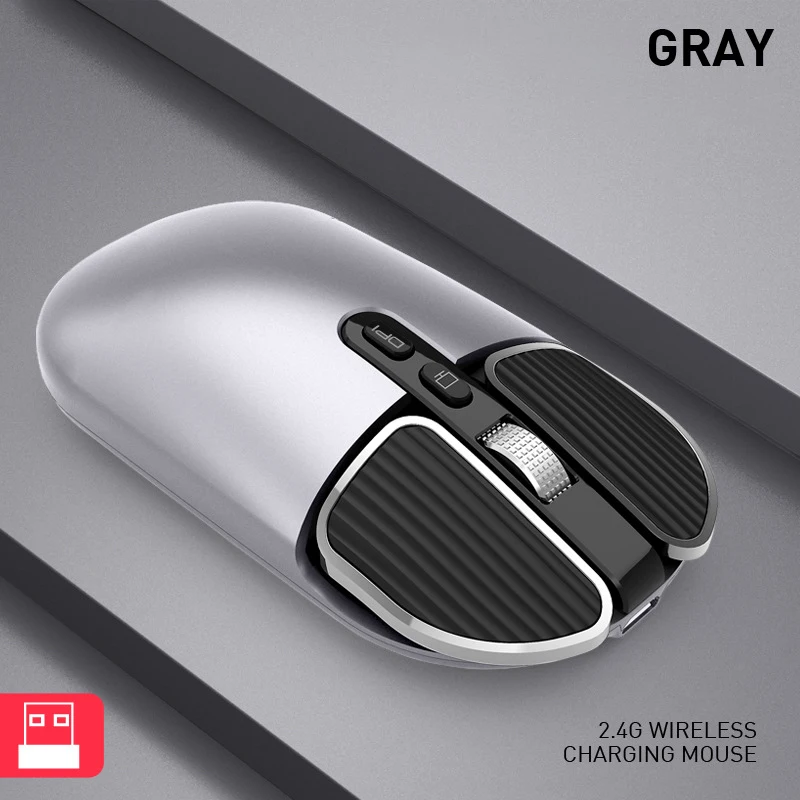 New Design 2.4Ghz Wireless 1600 DPI Pocket 5 Button Mute Mouse BT 5.1 Business Office Charging Mouse