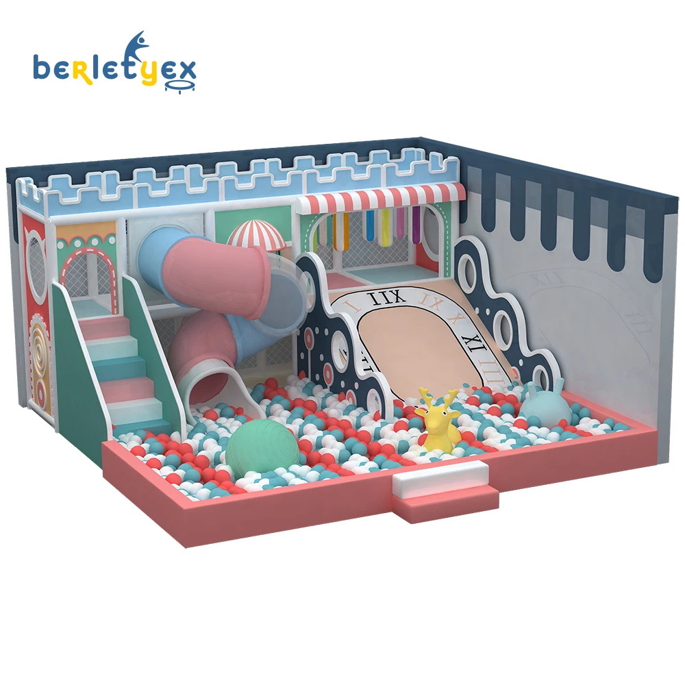 Berletyex Small Soft Play Games Kids Slides Indoor Plastic Playground Playhouse Equipment for Home