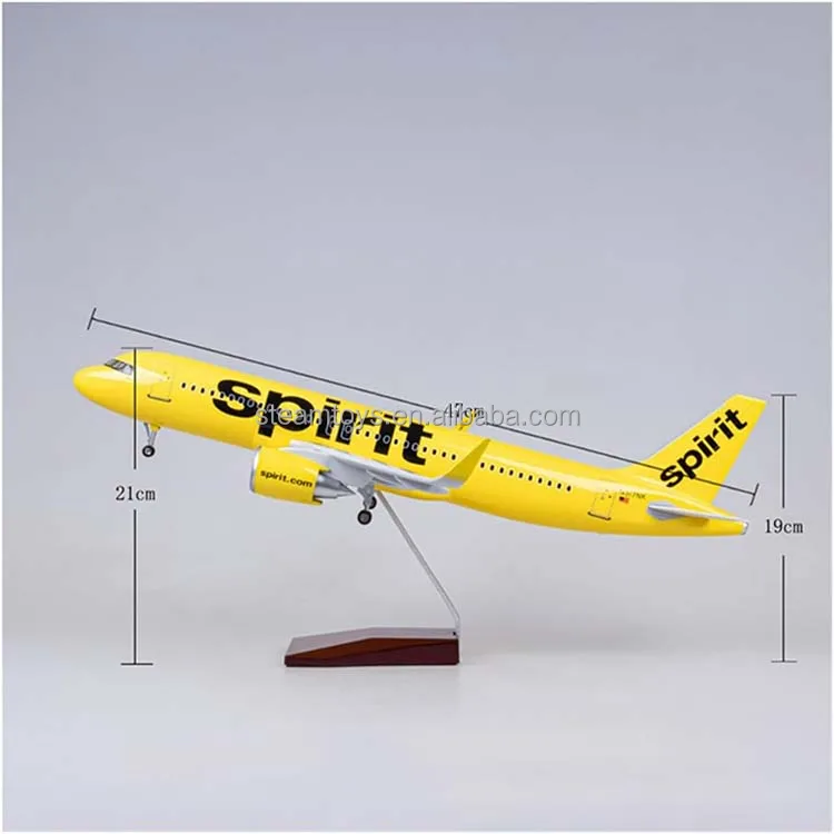 Aviones a Escala 47CM Resin Aircraft Model with LED Light A320 American Spirit Airlines Model Plane from Chinese Wholesaler